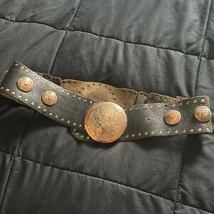 Free people, genuine, real leather belt with copper and embellishments and studs